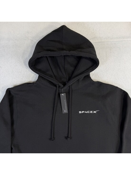 SpaceX Official Pullover Hoodie Black Mens Small Black Fleece Elon Musk NWT